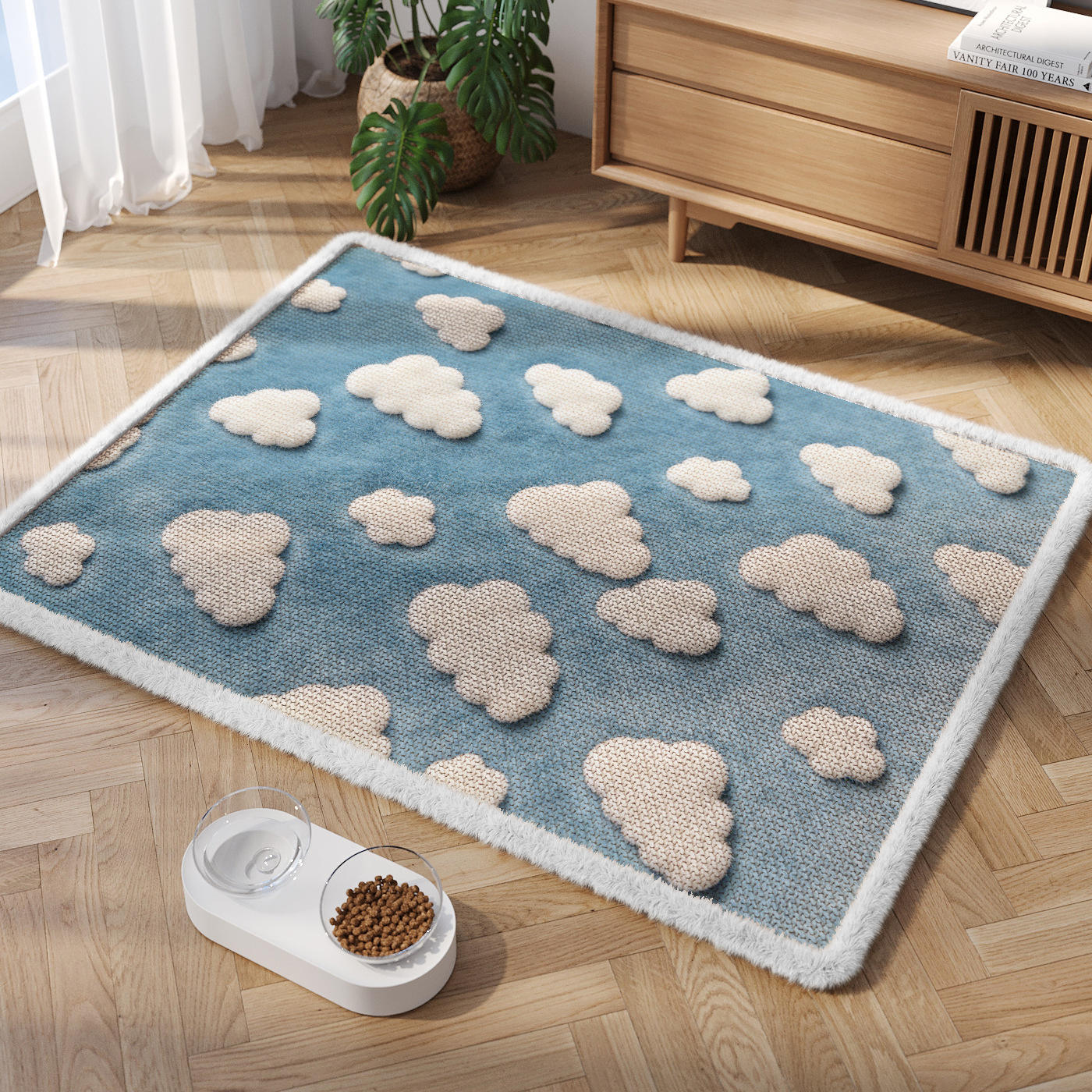 Coussin pour animaux de compagnie Sally en velours de chanvre - ovale laiteux à taches