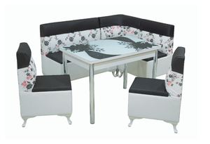 Juego de Comedor Esquinero de Alta Calidad con Vidrio Templado y Patas de Madera, Diseño Moderno, Capacidad para 6 Personas, Mesa y Sillas de Cocina Ecológicas - Product Image 2