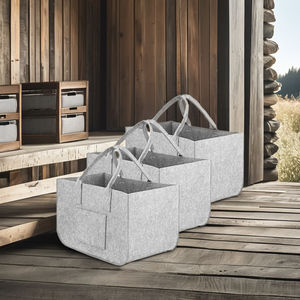 3Pcs Heavy Duty Grande Capacité Feutre de Cheminée Fourre-Tout de Rangement du Bois de Chauffage <span class=keywords><strong>Porte</strong></span>-Bûches et Sac pour le Rangement Domestique - Product Image 6