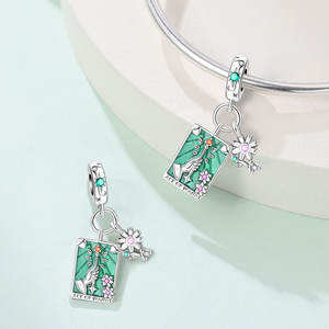 Nuevo modelo <span class=keywords><strong>Tarot</strong></span> tarjeta vitalidad varita <span class=keywords><strong>mundo</strong></span> colgante cuentas cobre blanco plateado DIY joyería pulsera circón para fiesta - Product Image 3