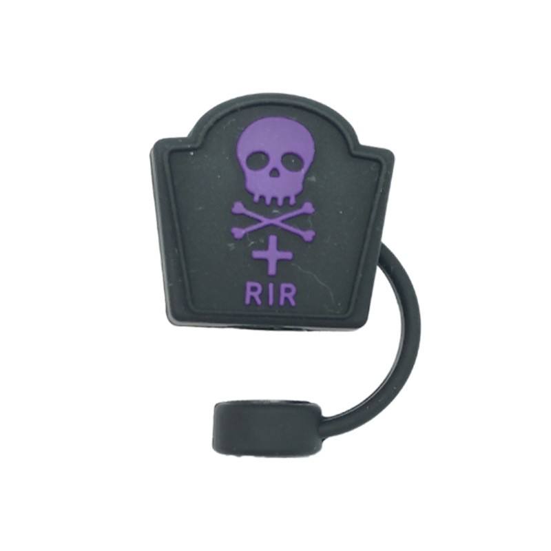 ฝาปิดหลอดลายผีฮาโลวีน [สีดำ-ม่วง]