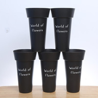 Pot de fleurs en plastique de grande taille, écologique et de haute qualité, pour la décoration de la maison, du jardin extérieur, design moderne, blanc, noir, fleurs