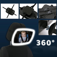 Miroir de siège auto pour bébé avec éclairage LED réglable et télécommande, miroir de voiture pour bébé avec lumières