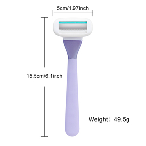 มีดโกนสำหรับผู้หญิงแบบพรีเมียม 6 ใบมีด พร้อมด้ามจับโลหะ ใบมีดเหล็กสวีเดน และแถบว่านหางจระเข้ OEM/ODM ระบบโกนหนวดสุดหรู - Product Image 2