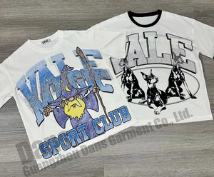Custom Hip Hop Streetwear Jumbo Screen Print gráfico con diamantes de imitación camiseta Pour Hommes algodón pesado camiseta de gran tamaño para los hombres - Product Image 4