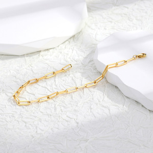 Pulsera de Cadena con Diseño de Clip Geométrico Chapada en Oro de 18K, Unisex, Hecha de Latón, Joyería Moderna y Elegante para Aniversario - Product Image 5