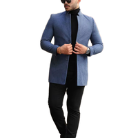 Abrigo de lana cruzado para hombre, estilo parka, a cuadros, corte regular, clásico de invierno, con solapa, informal de negocios, cálido, con botones, talla única