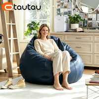 Housse de pouf en similicuir OTAUTAU sans rembourrage, pour extérieur, chaise longue, pouf de salon, pour jeux et films, Sac Puff DD004