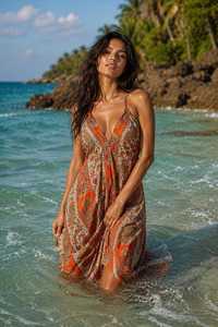 Handmade Woven Silk Halter Floor-Length Natural Waist Bohemian Festival Wear for Women | Summer <b>Beach</b> Dress - Product Image 4