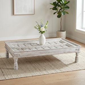 Mesa de Centro Rectangular de Madera Maciza Tallada a Mano, Muebles Rústicos de Estilo Campestre para Sala de Estar, Comedor, Hogar, Hotel, Decoración - Product Image 2