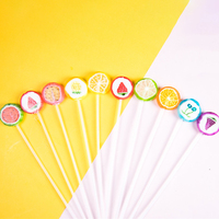 Snoepgoed groothandel OEM/ODM op maat gemaakte private label fruitmotieven gemengde fruitsmaak harde gesneden snoepjes lolly's