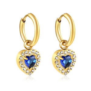 Pendientes de Aro con Zirconia en Forma de Corazón, Chapados en Oro de 18K, Engaste de Bisel, Joyería para Mujer de Uso Diario - Product Image 2