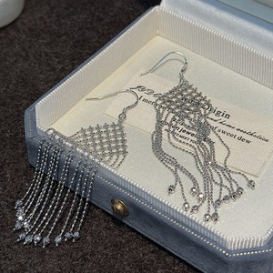 Boucles d'oreilles en argent pur S925, fabrication artisanale italienne, tissées, simples, vintage, accessoires à pampilles, design de niche, bijoux fins - Product Image 5