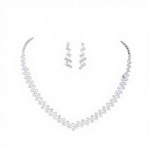 Gold Plated 925 <b>Silver</b> Bridal Jewelry <b>Set</b> Princess Cut Zircon <b>Necklace</b> and Earrings Classic Wedding Jewelry for Women - Product Image 4
