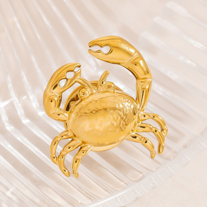 Broche de Cangrejo de Acero Inoxidable, Color Dorado, Tema Oceánico, Forma de Animal, Regalo Unisex, Pin de Moda - Product Image 2