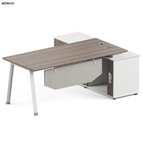 Bureau de direction en forme de L, moderne, en bois, table de PDG, poste de travail d'angle moderne en MFC avec tiroir de rangement