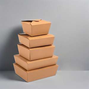 Boîte à emporter en papier kraft jetable, conteneur alimentaire en papier imprimé, emballage alimentaire à emporter - Product Image 3