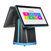 Windows 10/11 todo en uno pos caja registradora pantalla dual pos terminal QR código escáner pos hardware con impresora térmica I3/i5/i7