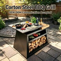 Barbecue au charbon de bois robuste en acier Corten pour jardin, idéal pour les fêtes en extérieur – Fournisseur OEM