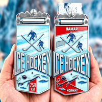 Médaille de tournoi national de hockey sur patins en ligne personnalisée par une usine professionnelle, en alliage de zinc plaqué or et émail, récompense sportive