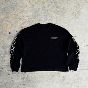 Custom Streetwear Knit Dtg Print T-<b>Shirts</b> Cropped Long Sleeve <b>Shirts</b> High Quality <b>Shirts</b> Oversized <b>Waffle</b> Knit Long Sleeve - Product Image 2