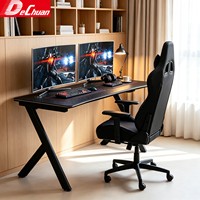 Bureau de jeu en fibre de carbone de l'usine de Foshan avec pieds en métal en forme de K et éclairage rouge