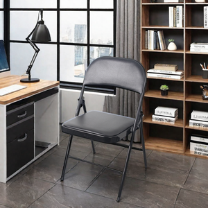 كراسي معدنية قابلة للطي بالجملة مع وسادة مبطنة، إطار فولاذي أسود مفرد قابل للطي للاستخدام الداخلي والخارجي KC-7381 - Product Image 4