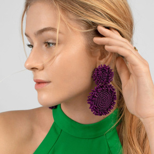 La nueva gran tejido con cuentas pendientes Bohemia estilo resort perlas de color pendientes de la flor estrella accesorios de - Product Image 3