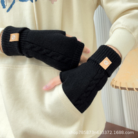 Mitaines en peluche mignonnes avec logo ours pour l'hiver, compatibles écran tactile, en polyester/viscose, longueur opéra, extra épaisses et chaudes pour étudiants, cyclisme en extérieur