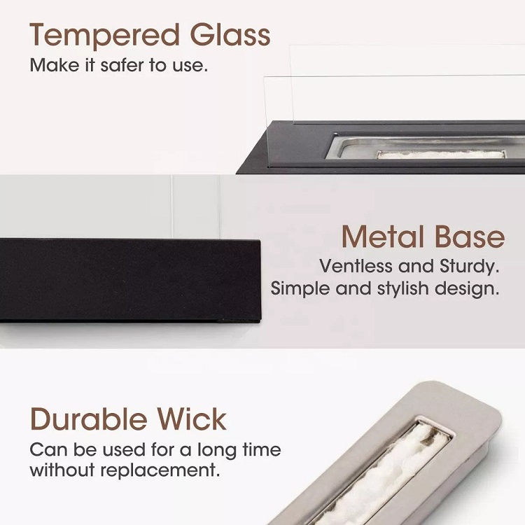 Portable Ventless Indoor Bioethanol Fireplace Metal Tabletop