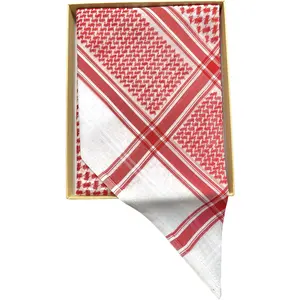 Luxury Fashion 100s/2 cotton Men Scarf Red Plaid Stripe Men Turban shmagh Saudi Shemagh