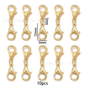 Attache mousqueton double tête Tan Tide 12 mm plaqué or pour bijoux DIY, connecteur pour collier et bracelet - Product Image 1