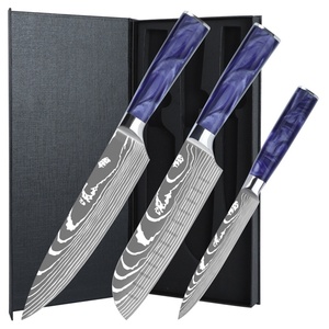 Professional High Carbon Stainless Steel Santoku <b>Knife</b> Tools Kitchen Chef <b>Knives</b> <b>Sets</b> With Box - Product Image 1