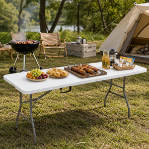Mesa Plegable <span class=keywords><strong>de</strong></span> Plástico HDPE, Rectangular, Portátil, con Asa <span class=keywords><strong>de</strong></span> Transporte, para Banquetes, Picnics, Catering y Fiestas al Aire Libre - Product Image 2