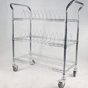 ESD SMT Carrete Rack Holder Carro de almacenamiento rodante Estante de alambre de acero cromado <span class=keywords><strong>con</strong></span> <span class=keywords><strong>ruedas</strong></span> Carro de transferencia de taller - Product Image 3