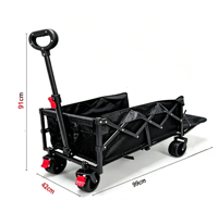 Chariot de camping pliable et réglable à ouverture arrière 515, roues larges de 5 pouces, capacité de 150 kg, tout-terrain, en tissu Oxford et structure en acier