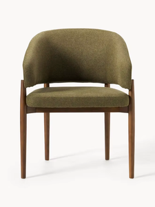 Yüksek kaliteli mobilya kadife Nordic kumaş katı yemek sandalyeleri balkon otel restoran basit Retro ahşap kafe sandalyesi - Product Image 4