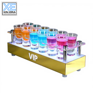 Rechargeable LED Shot Glass Display Stand Luminous LED Shot Acrylic <b>Cup</b> Holder for Bar Nightclub Parties Light Serving Tray - Product Image 6