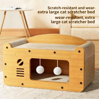 Lit pour chat extra large de 56 cm et griffoir, espace spacieux pour les siestes confortables des chats