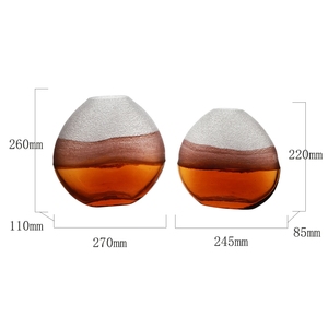 Vaso in Vetro Soffiato a Mano Stratificato, Effetto Ombre Smerigliato da Bianco a Marrone Ambra, Vaso Portafiori <span class=keywords><strong>con</strong></span> Texture a Bolle per Arredamento Soggiorno - Product Image 2