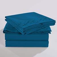 Drap de literie en microfibre doux brodé solide de luxe hypoallergénique 4 pièces ensemble de draps de lit plats à la terre pour hôtel ensembles de draps de lit