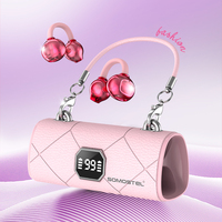 Earbud Nirkabel Model Mini Bag Wanita, Desain Berkilau Berlapis Elektroplating, Earphone BT Model Liontin dengan Layar Digital 300mAh