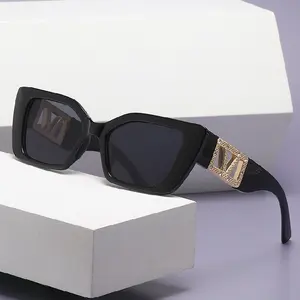 Fashion Fancy Luxury Brand Cat Eye Square UV400 occhiali da sole occhiali da sole sfumature con strass per donna donna 2024