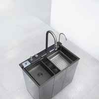 Robinet de cuisine moderne en acier inoxydable de grande capacité, design carré, multifonction, nano-technologie