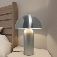 Lampe de table en métal en forme de champignon, nickel brossé, alimentation CA, lampe de chevet moderne pour chambre à coucher, salon, bureau à domicile, décoration