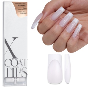 BTArtbox XCOATTIPS Uñas Postizas al por Mayor, Uñas de Gel Cuadradas Largas X-Coat, Puntas Francesas de Gel Suave, 150 Uds. Uñas Postizas Gruesas a Presión - Product Image 1