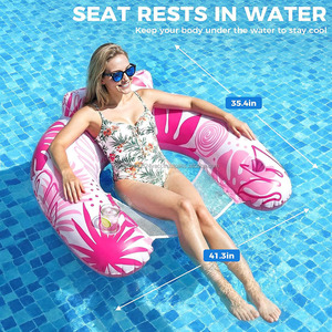 <b>Inflatable</b> Pool <b>Float</b> Chair with Cup Holders Floating Pool Lounge Chair for Swimming Pool Water Chair Toy Party <b>Float</b> for Adults - Product Image 5