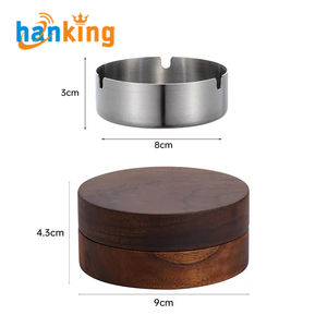 Ceniceros Creativos Ehanking con Tapa de Madera de Nogal, Cenicero de Acero Inoxidable Resistente al Viento para Fumar en la Oficina o el Hogar - Product Image 6