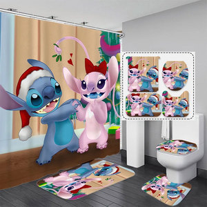 Set <span class=keywords><strong>da</strong></span> 4 Pezzi Personalizzato con Tappetino Antiscivolo per Bagno, Copriwater, Tappeto <span class=keywords><strong>da</strong></span> Doccia e Tenda <span class=keywords><strong>da</strong></span> Doccia con Ganci, Impermeabile e Lavabile - Product Image 5