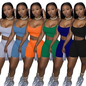 New Women's Solid Color Navelless Sleeveless Camisole Vest Shorts Women's 2 Piece <b>Set</b> Fashion - Product Image 3
